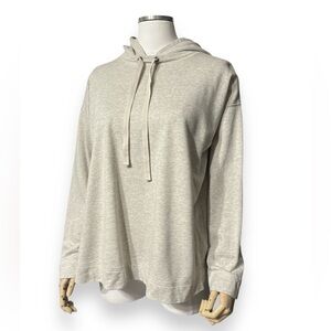 J. JILL Heathered Grey French Terry Drawstring Collar Hoodie